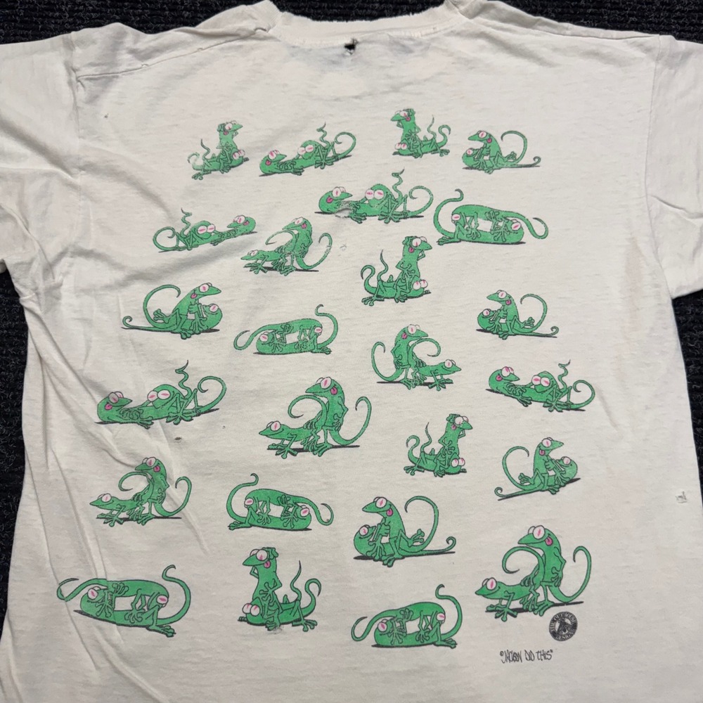 Vintage 90s Pensacola Beach Lizard T-Shirt Nixon Did This Single Stitch White L - Picture 15 of 16